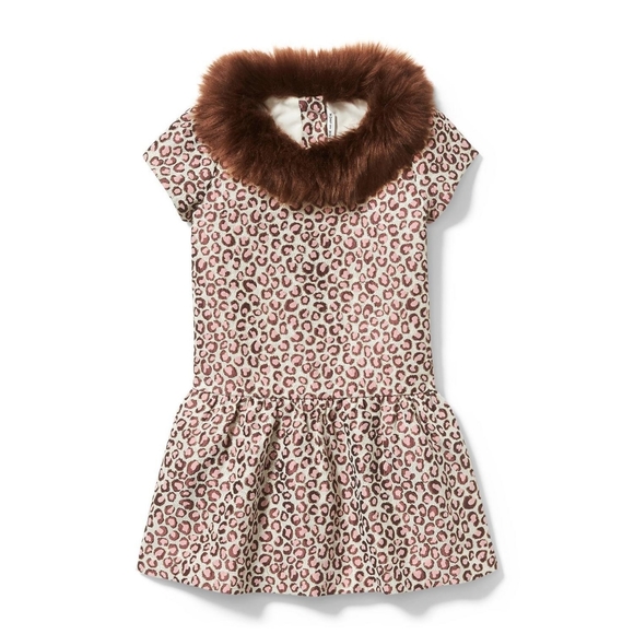 Janie and Jack Other - Janie & Jack Girls Leopard Faux Fur Collar Dress Size 4